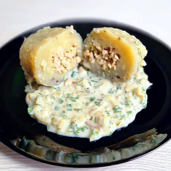 Cepelīni ar tītara filejas malto gaļu un sieru 1 Potato Dumplings with minced turkey fillet and cheese