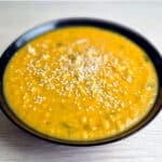 Pumpkin puree soup with sun-dried tomatoes