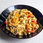 Rice noodles with seafood and pumpkin