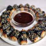 Chicken fillet appetizer in nori sheets