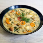 Суп из белых грибов с овощами и кускусом