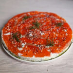 Sushi cake with trout and avocado