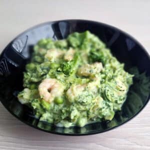 Diets ABC 6 Королевские креветки с брокколи и цуккини в соусе из авокадо